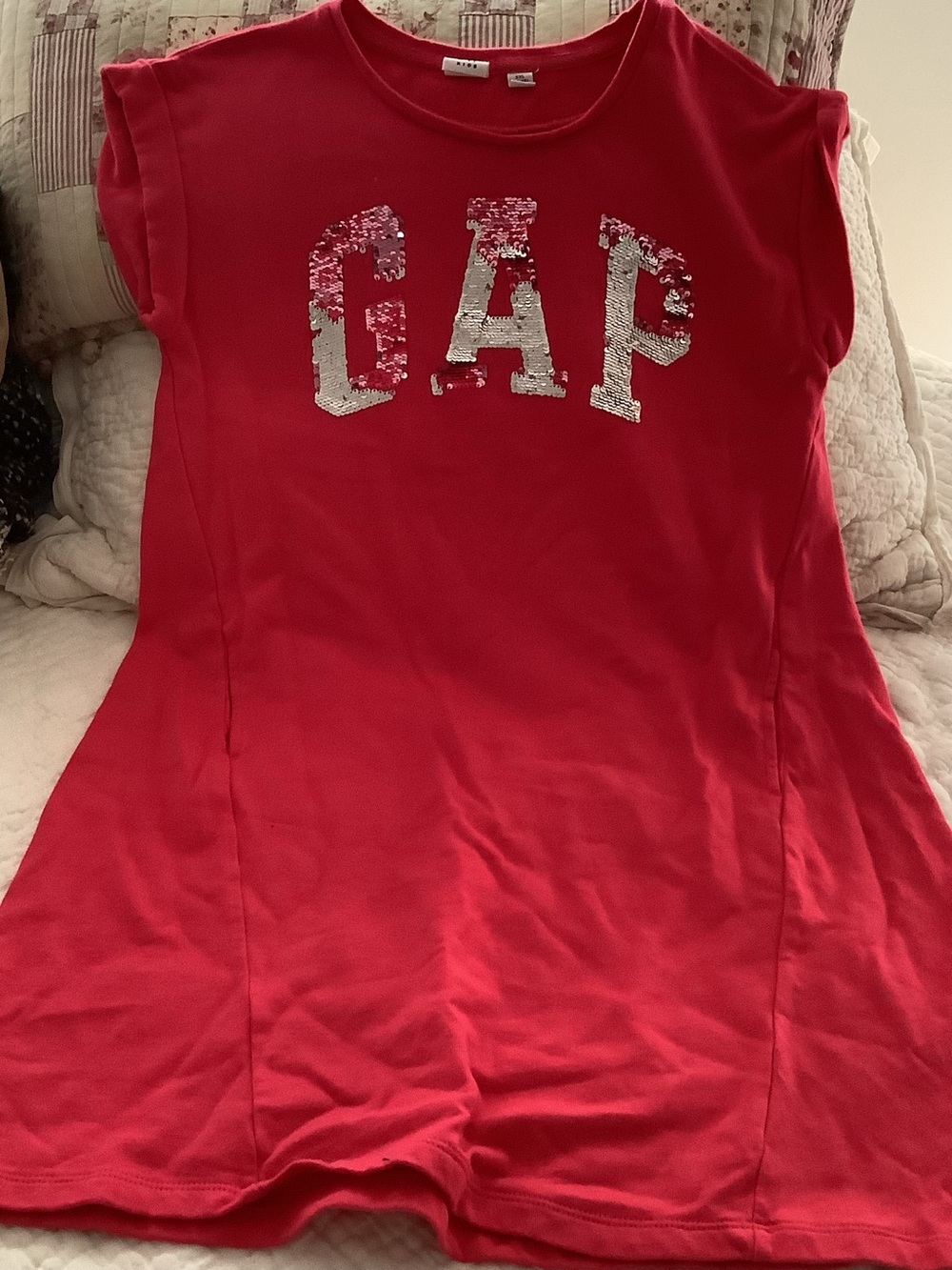 GAP Girls' Red Sequin Logo dress